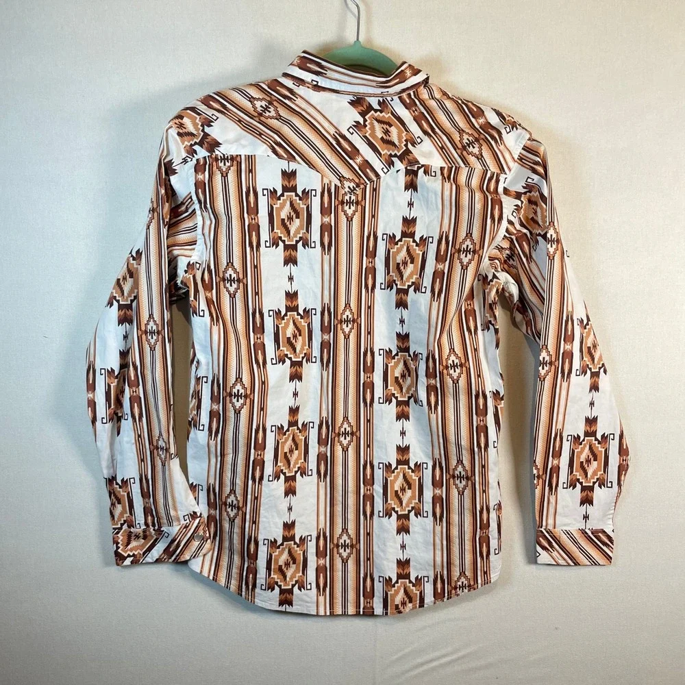 Rock & Roll Denim Western Shirt Southwestern Snap Button‎ Long Sleeve - Size XL